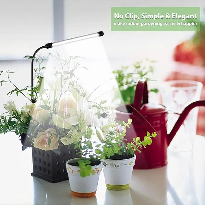 Juhefa Grow Light for Indoor Plants Growing, 6000K Full Spectrum Gooseneck Plant Lamp for Seedings Succulents Small Plants, Auto On/Off Timing & 5 Dimming, 1-PACK by GreenHaven Gardens