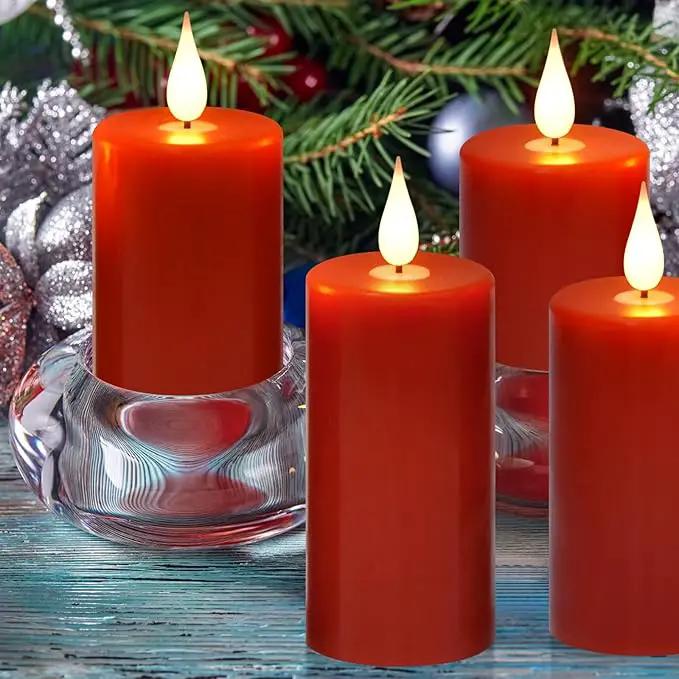 Flameless Flickering Battery Operated Candles 9PACK Real Wax Pillar LED Candles with 10-Key Remote Control and 24 Hours Timer for Wedding, Party, Home Decoration (Red) by GreenHaven Gardens