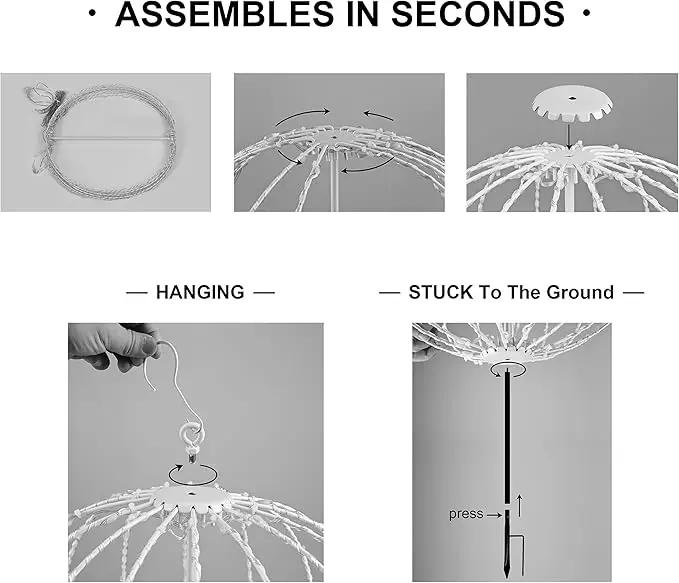 LIGHTSHARE 12IN 96LED Light Ball Yard Decoration Pathway Lights Sphere Light with Fold Flat Metal Frame Indoor Outdoor Waterproof Garden Lights, Plug in by GreenHaven Gardens