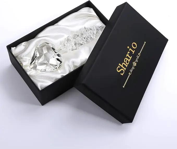 Shario 45mm Clear Glass Heart Crystal Ball Prism Pendant, Suncatcher for Windows, Outdoor Garden Hanging Décor, Gifts for Women, Mom by GreenHaven Gardens