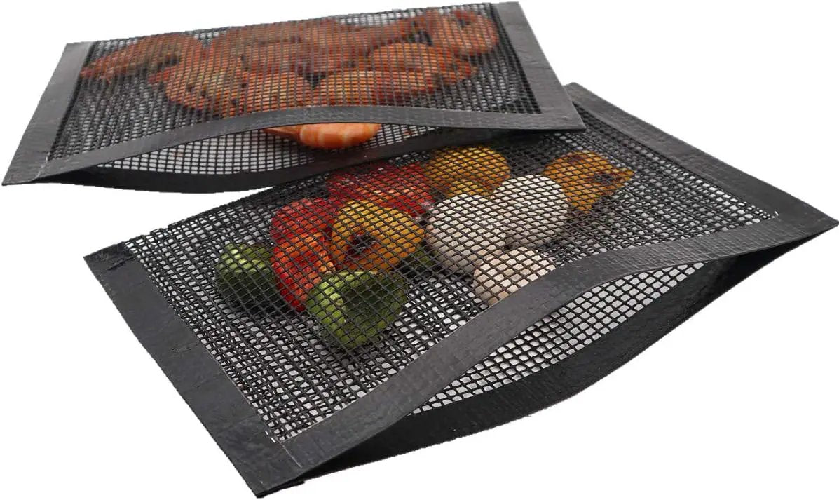 Bluedrop Non Stick Mesh Bag For Grill PTFE Toaster Oven Bags Barbecue Pockets Sheets Pack of 2 by GreenHaven Gardens