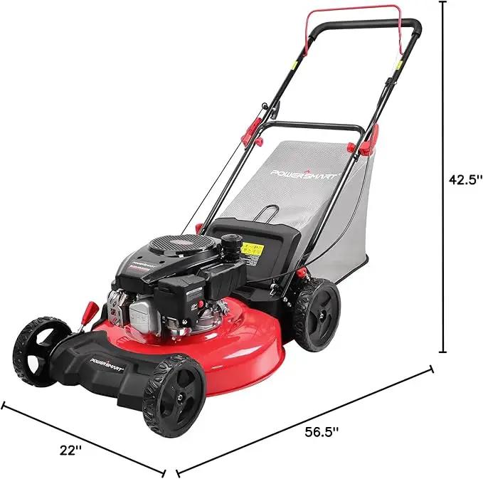 PowerSmart Gas Lawn Mower 21-Inch 144cc OHV Engine 3-in-1 Push Mower with Bagging by GreenHaven Gardens