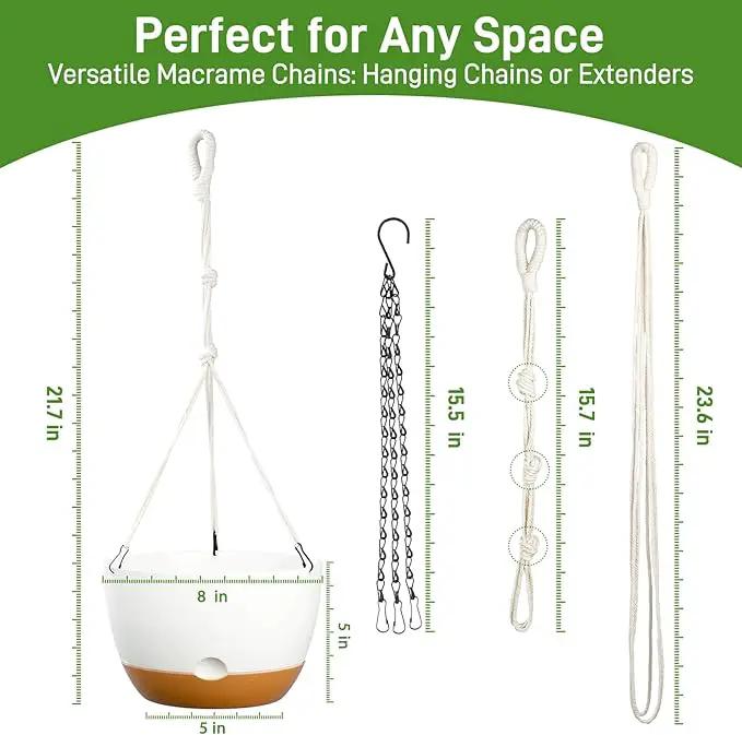 8 Inch Hanging Planters for Indoor & Outdoor Plants (2 Pack) - Self-Watering & Drainage Flower Pots with 2 Kinds of Plant Hangers for Home Decor & Garden (White, 8 in) by GreenHaven Gardens