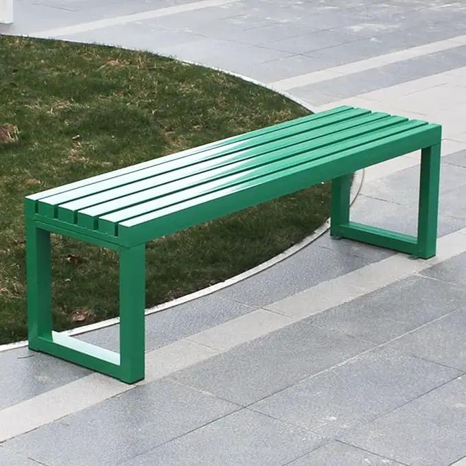 Weatherproof Metal Dining Bench, Outdoor Bench Backless Patio Bench 2-Person Farmhouse Bench Garden Bench for Kitchen, Living Room, Entryway(Green,47in) by GreenHaven Gardens