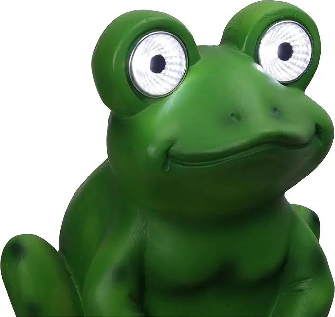 Alpine Corporation ZEN390SLR-L Frog on Mushroom Statue with LED Lights, Solar-Powered LED Frog Garden Statue, 24" H, Green by GreenHaven Gardens