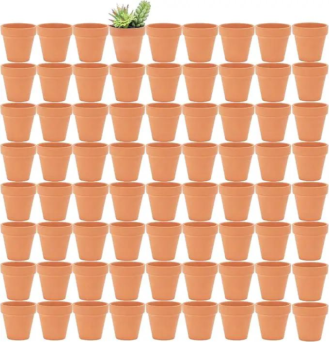 Yishang 2.5 inch Terracotta Pots with Drainage Holes,Small Mini Clay Ceramic Pottery Planter,Cactus Flower Terra Cotta Pots,Succulents Nursery Pots for Indoor/Outdoor Plants,Crafts,Wedding-72 Pack by GreenHaven Gardens