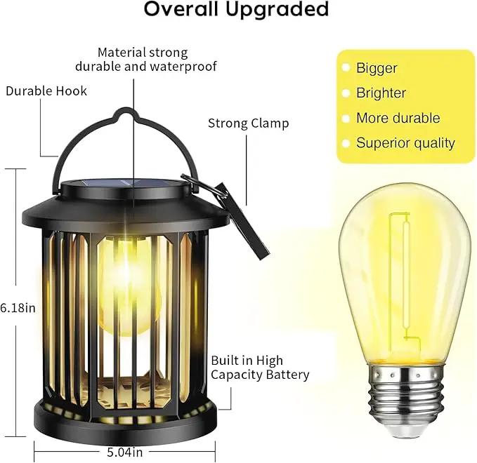 Solar Lanterns Outdoor All-Weather Resistance Upgraded Solar-Powered LED Flame Lanterns - Waterproof Outdoor Hanging Solar Lighting for Garden, Porch, and Pathway Decor (2) by GreenHaven Gardens