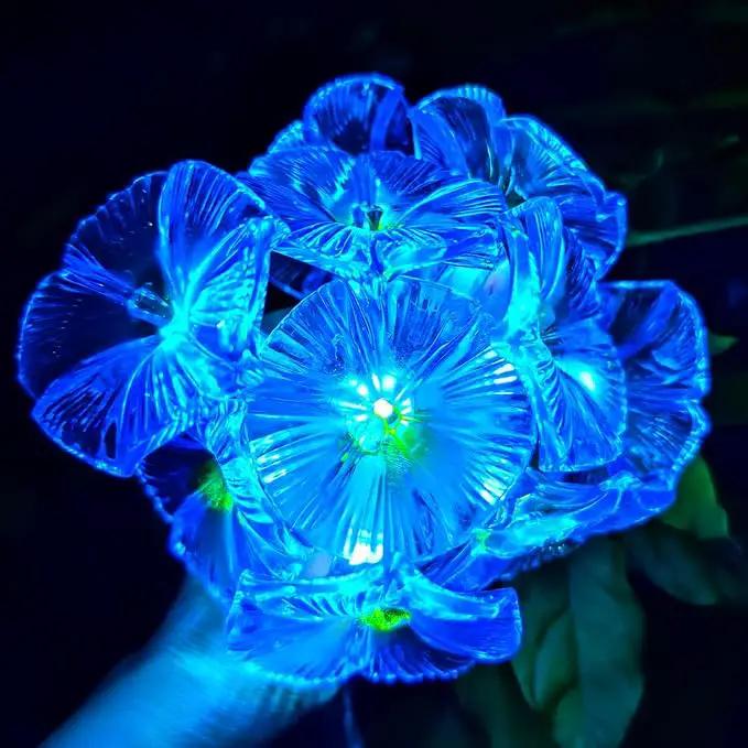 Solar Petunia Blue Morning Glory Flowers and Solar Hawaiian Frangipani Flower String Lights Tropical Flowers by GreenHaven Gardens