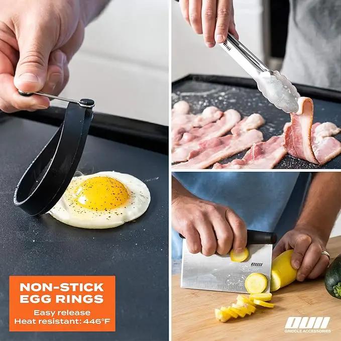 Flat Top Griddle Accessories Set for Blackstone and Camp Chef Griddle - 14 Pieces Set with Griddle Cleaning Kit & Carry Bag! Metal Spatula, Griddle Scraper, Egg Rings for Teppanyaki & Gas Grill by GreenHaven Gardens