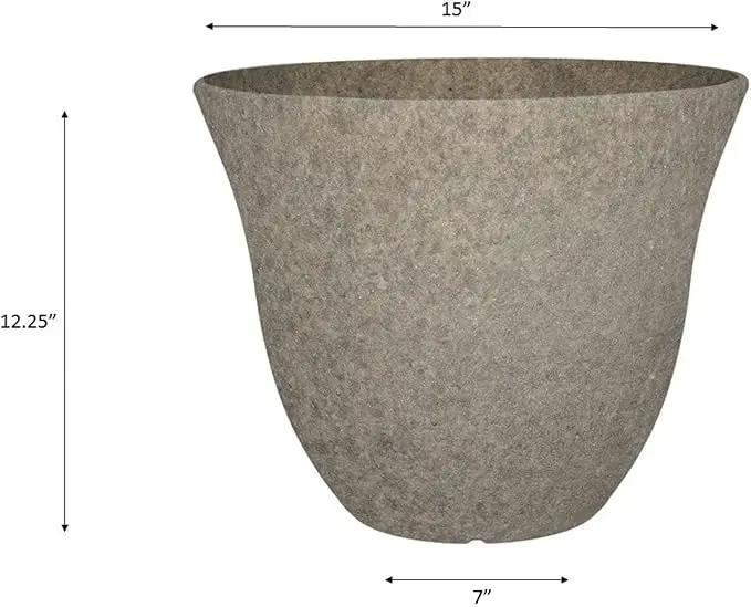 Classic Home and Garden Honeysuckle Resin Flower Pot Planter, Stone Grey, 15" by GreenHaven Gardens