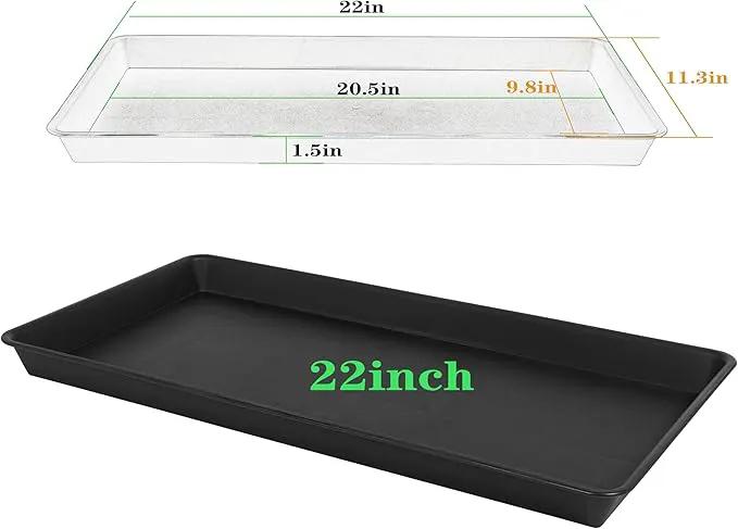 2 Pack Plant Growing Nursery 1020 Trays, Plant Saucer Tray, Heavy Sturdy Seed Starting Trays, Plant Saucer for Indoors No Holes, Seed Starter Growing Tray (22"x11.2", Black) by GreenHaven Gardens
