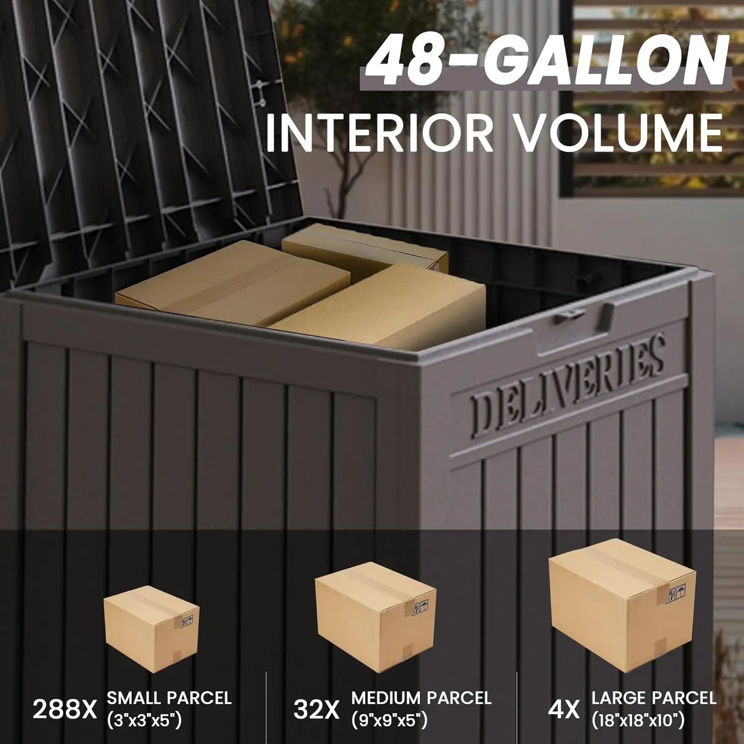 55 Gallon Coffee Resin Deck Box - Lockable, Rust-Resistant Outdoor Storage for Gardens & Patios - Waterproof Bench-Style Box with Handles by GreenHaven Gardens