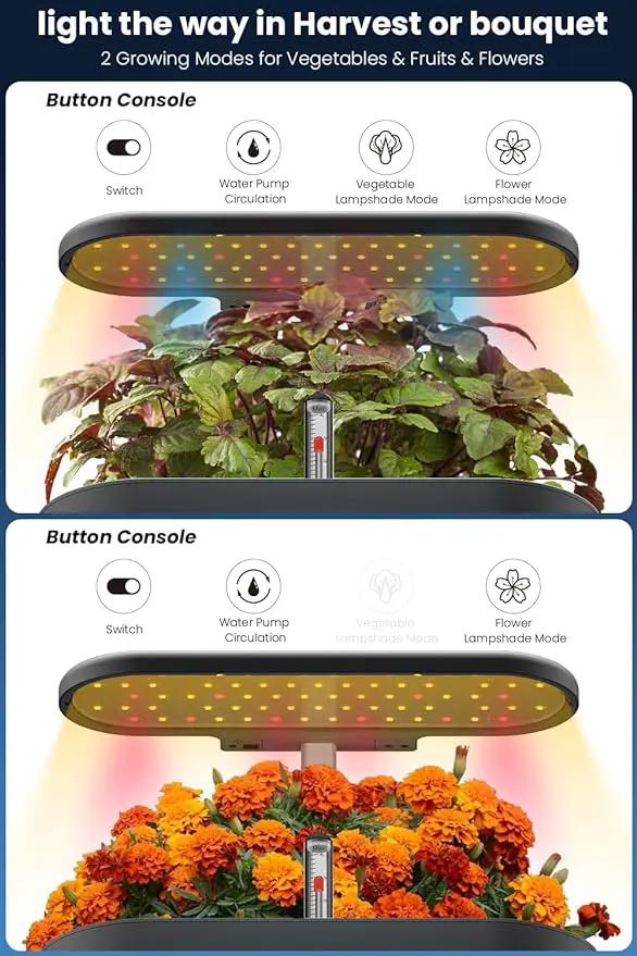 inbloom 12 Pods Hydroponics Growing System Kit, Herb Garden Planter Indoor Kit, Indoor Gardening Hydroponics Growing System with Pods, 4.2L Water Pump, Height Adjustable, Gifts for Woman, Black by GreenHaven Gardens