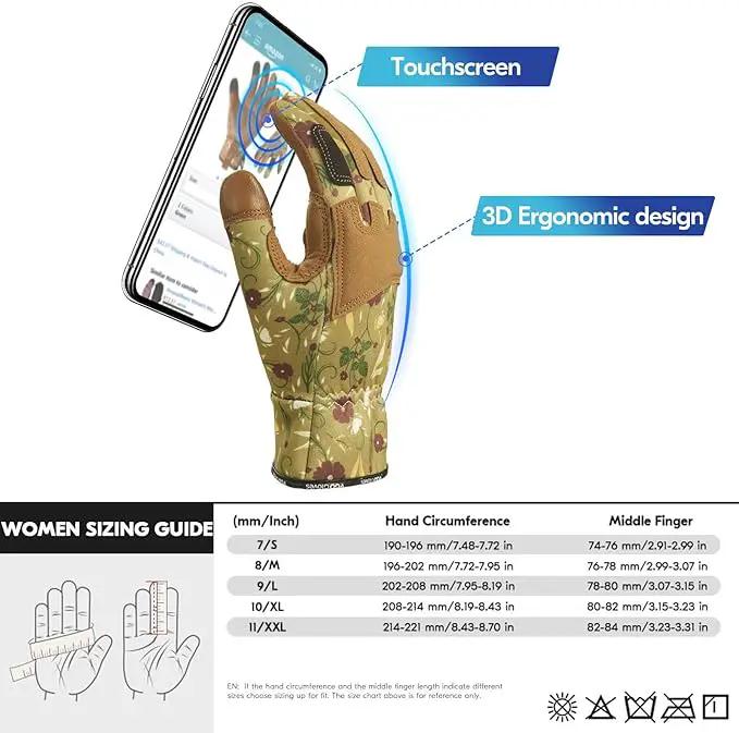 Vgo... 1Pair Gardening Gloves for Women, Goatskin leather Thorn Proof Working Gloves for Weeding, Digging, Raking, Pruning and Planting,Touchscreen (L,Light Green,GA7471) by GreenHaven Gardens
