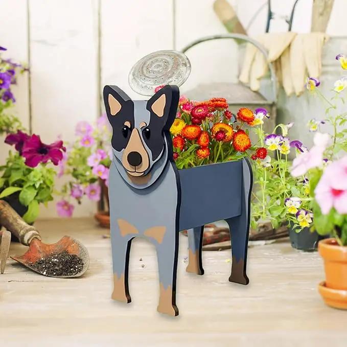 Australian Cattle Dog Planter Plant Pots,Cute Garden Dog Flower Planter,Dog Planters Birthday Gifts for Women,Office,Indoor/Outdoor Decor（9.45 * 9.02 * 13.39in） by GreenHaven Gardens