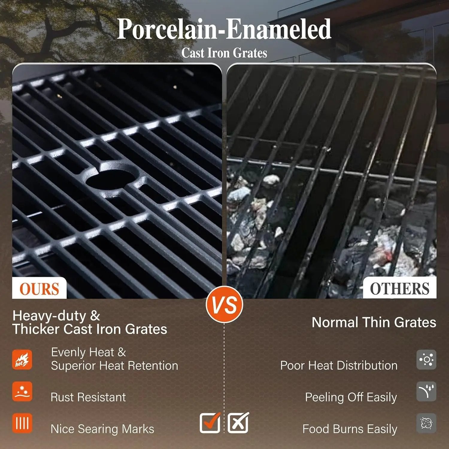 Sophia & William Charcoal and Propane Gas Grill Combo with Side Burner & Porcelain-Enameled Cast Iron Grate, Dual Fuel BBQ Grill for Outdoor, Barbecue Grill, 690 SQIN Cooking Area by GreenHaven Gardens