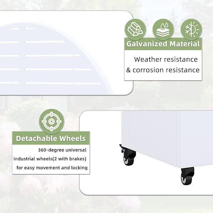 Casaphoria Metal Raised Garden Bed with Trellis and Wheels, 72"x47"x16" Arched Planter Box for Climbing Plants, Vegetables & Vines, Features Drainage Holes and Privacy Screen (White-Louvered) by GreenHaven Gardens