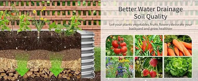 Land Guard 24“ Tall Galvanized Raised Garden Bed Kit, Galvanized Planter Garden Boxes Outdoor, Oval Large Metal Raised Garden Bed for Vegetables (Classic Silver, 4×2×2ft) by GreenHaven Gardens