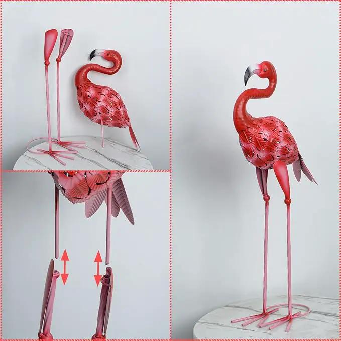 2Pcs Metal Flamingo Statues, Hot Pink Flamingo Outdoor Decor for Garden Home Patio Lawn Backyard Ornaments by GreenHaven Gardens