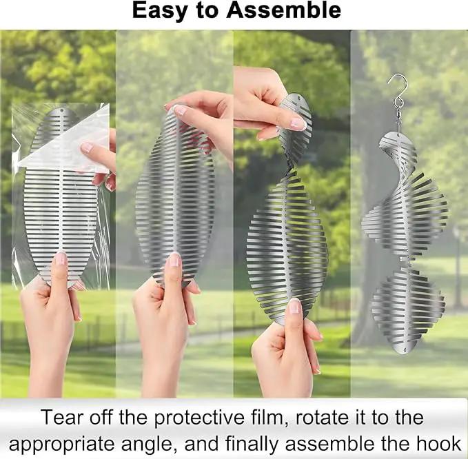 Bird Deterrents for Outside Patio, Bird Scare Devices Set Highly Reflective 3D Wind Spinners Outdoor Garden Decor, Bird Reflectors to Keep Birds Away Window Roof Yard Orchards Deck by GreenHaven Gardens