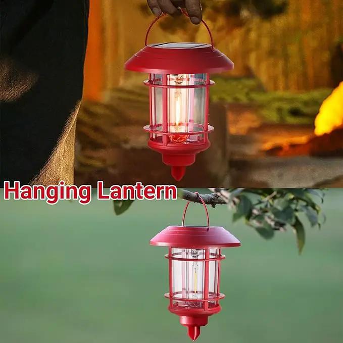 Dynaming 6 Pack Dual Use Solar Christmas Path Lights Outdoor, Hanging Lantern Solar Garden Light with Edison Bulb, Xmas Pathway Markers, Auto On/Off Candy Cane Lights for Patio Yard Walkway Driveway by GreenHaven Gardens
