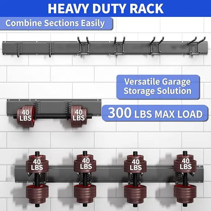 Garage Organization Tool Organizer Wall Mount, 32inch Heavy Duty Garden Tool organizer Storage System, Easy Install With 6 Adjustable Hooks, For Garage, Basement, Shed, Workshop(Black) by GreenHaven Gardens