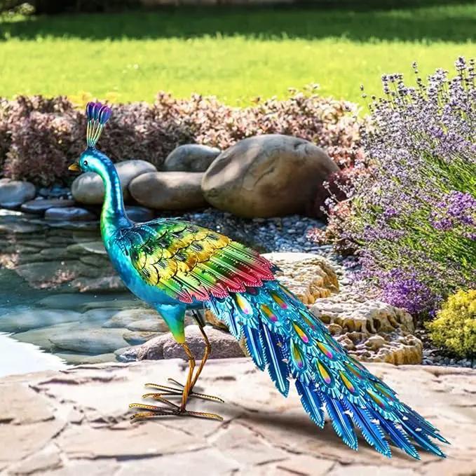 chisheen Peacock Statue Garden Decor Metal Peacock Yard Art Lawn Decoration Outdoor Sculpture for Women Mom by GreenHaven Gardens