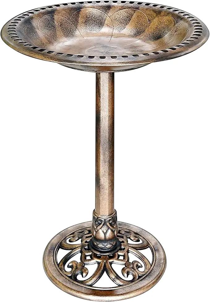 VIVOHOME 28 Inch Height Polyresin Lightweight Antique Outdoor Garden Bird Bath Copper by GreenHaven Gardens
