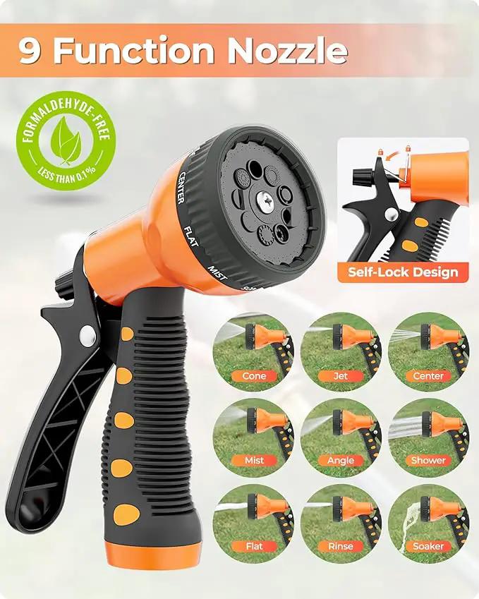 Ayleid Retractable Garden Hose Reel,5/8 in x 100 FT Wall Mounted Hose Reel, with 9- Function Sprayer Nozzle, Any Length Lock/Slow Return System/Wall Mounted/180°Swivel Bracket (Black) by GreenHaven Gardens