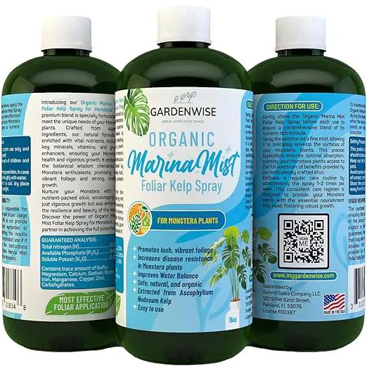 Organic Marina Mist Foliar Spray for Monstera, Philodendron, Elephant’s Ear and Other Tropical Houseplant | Liquid Fertilizer | Micro Nutrients for Vital Health | Liquid Plant Food (16 OZ) by GreenHaven Gardens