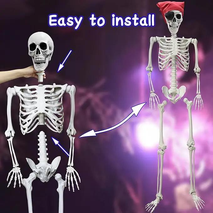 5.4Ft Halloween Skeleton - Life Size Full Body Realistic Human Bones with Posable Joints for Halloween Pose Skeleton Prop Decoration by GreenHaven Gardens