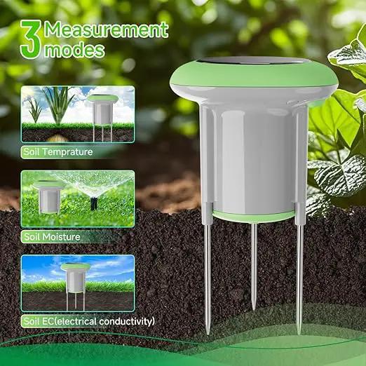 Smart 3-in-1 Soil Moisture/Temperature/Fertility Meter for Outdoor Plant, Soil Test Kit for Garden/Farming/Lawn, GreenVation Digital Soil Sensor with Tuya/Smart Life APP Push Notification by GreenHaven Gardens
