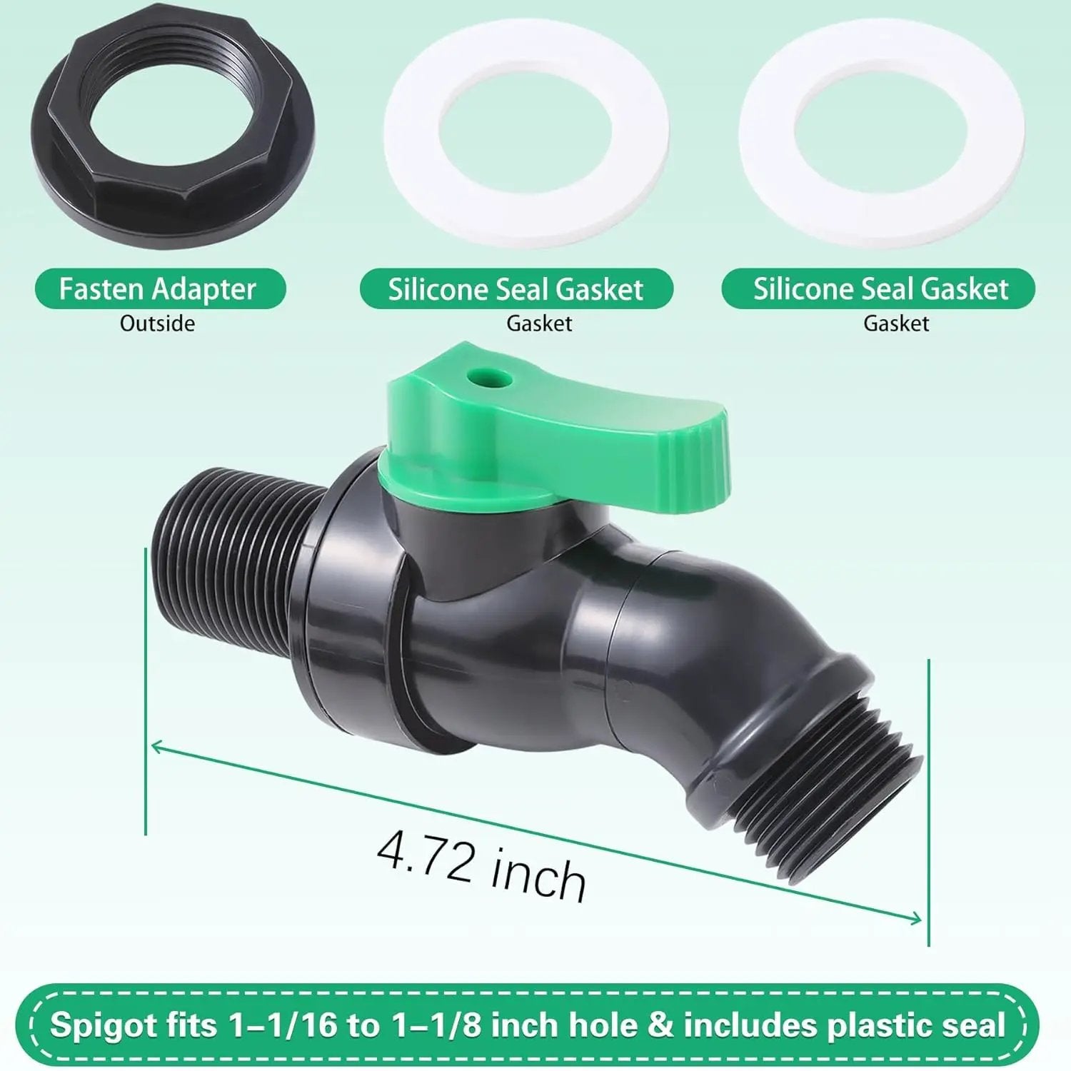 Plastics Rain Barrel Spigot, High Flow Valve Core, Large Flow Water Tank Faucet,Plastic Spigot for 5 Gallon Bucket，3/4 NPT Inlet x 3/4 GHT Outlet Bulkhead Valve for Outdoor Plastic Bucket by GreenHaven Gardens