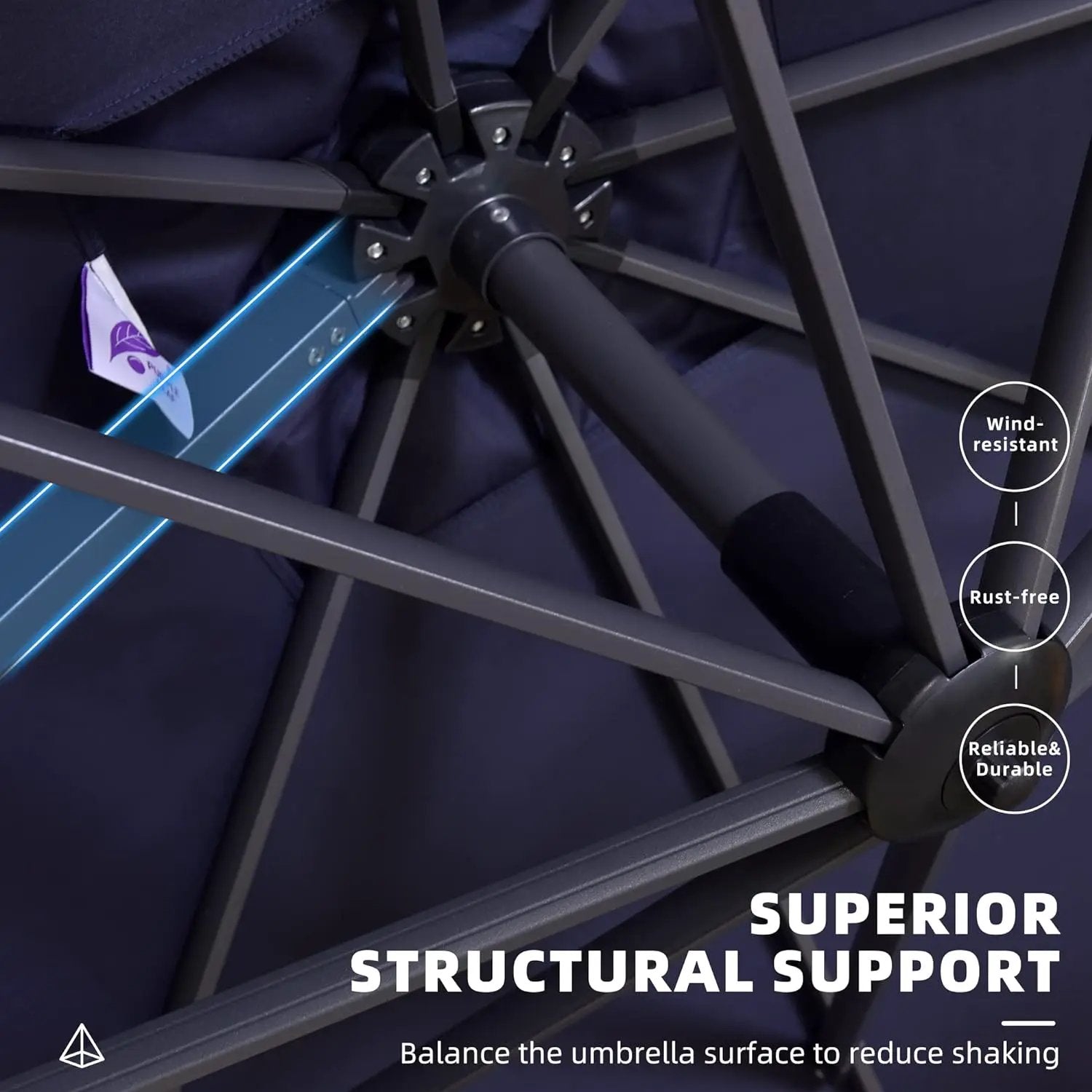 PURPLE LEAF 9' X 11.5' Patio Umbrella Outdoor Cantilever Rectangle Umbrella Aluminum Offset Umbrella with 360-degree Rotation for Garden Deck Pool Patio, Navy Blue by GreenHaven Gardens