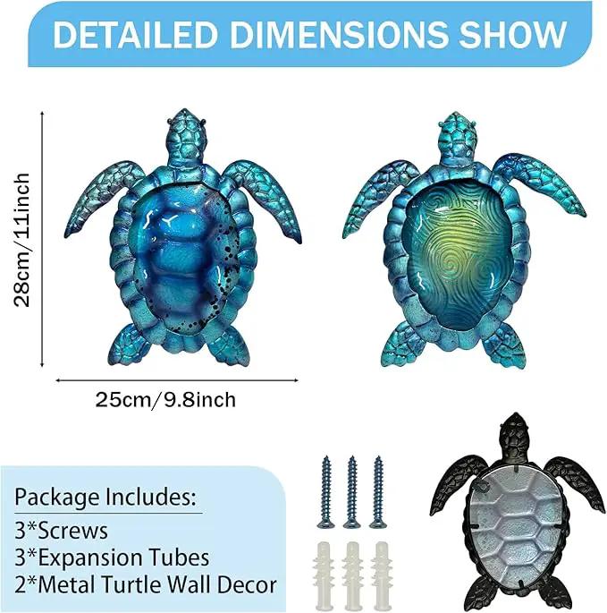 LIFFY Metal Turtle Wall Art Decor Ocean Wall Hanging Coastal Wall Sculptures Beach Theme Wall Decoration for Indoor Outdoor Bathroom Beach Garden Pool (10", 2 pcs) by GreenHaven Gardens