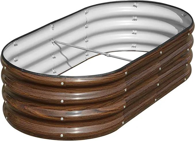 SnugNiture Galvanized Raised Garden Bed, 4x2x1ft Oval Metal Planter Box for Planting Outdoor Plants Vegetables by GreenHaven Gardens