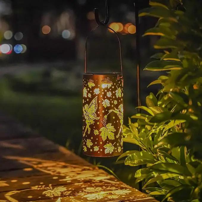 Fairy Solar Lanterns Outdoor Hanging Maple Leaf Decor Lantern,Waterproof Hollow Out Metal Decorative Garden Light,Graceful Decoration for Patio,Landscape,Walkway,Festival by GreenHaven Gardens
