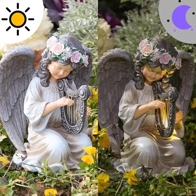 Solar Garden Statues Outdoor Angels Lights, Unique Housewarming Garden Gifts for Women Mom Wife Grandma and Sisters，Cute Angels Sculpture Decoration for Patio, Terrace, Balcony, Lawn by GreenHaven Gardens