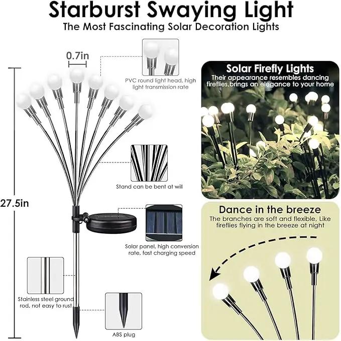 OZS 10pack 80LED Solar Garden Lights - Outdoor, Swaying Lights, Waterproof for Garden Pathway Decoration (Cool White) by GreenHaven Gardens