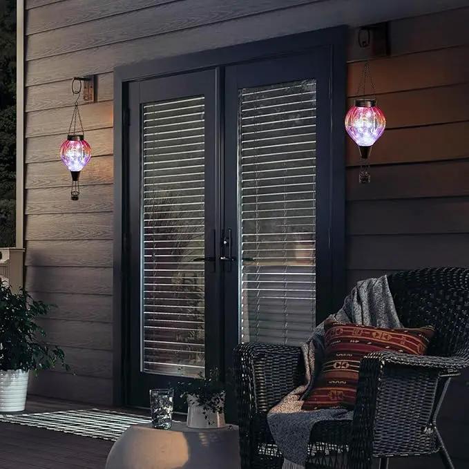 2PC Hot Air Balloon Solar Lantern Outdoor Waterproof, Gradient Orange Glass Balloon Lantern Lights, Hanging Solar Lights for Outside Patio Garden Tree Porch Yard Gift for Women Mom by GreenHaven Gardens