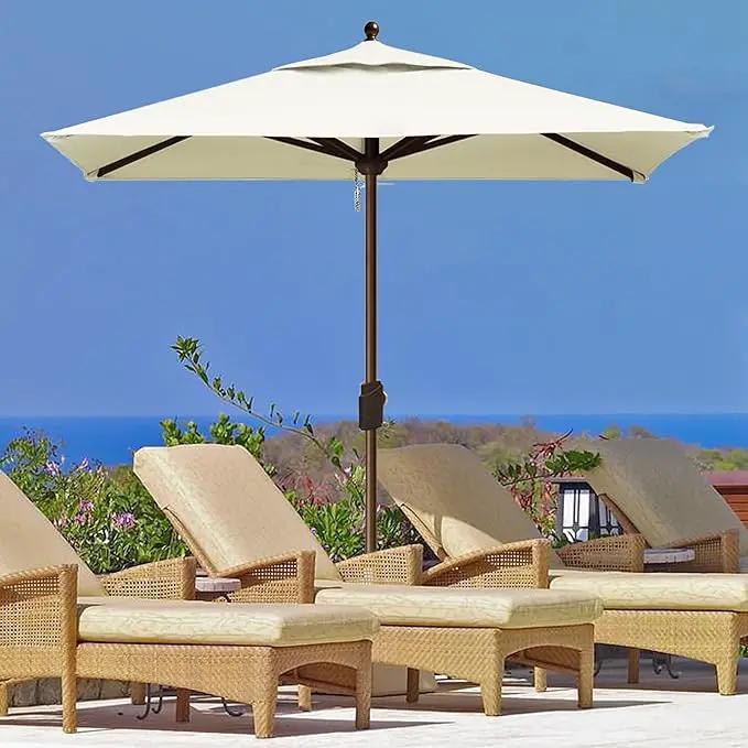 EliteShade USA 10-Year-Non-Fading 6x6Ft Square Market Umbrella Patio Outdoor Table Umbrella with Ventilation, Natural by GreenHaven Gardens