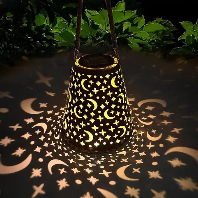 Hanging Solar Lanterns Outdoor Waterproof Star Moon Solar Lights Metal Outdoor Decor, LED Decorative Solar Garden Lights for Garden, Backyard, Tree, Porch(1 Pack) by GreenHaven Gardens
