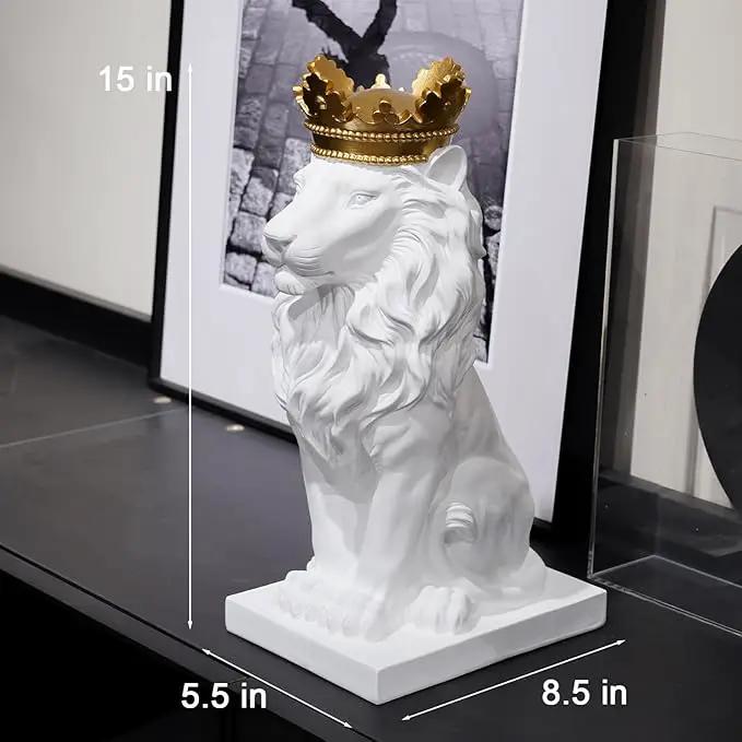 LCdecohome Sculptures Home Decor Lion Statue 15 Inch White Lion Decoration for Living Room 8.5 * 5.5 * 15 Inch by GreenHaven Gardens