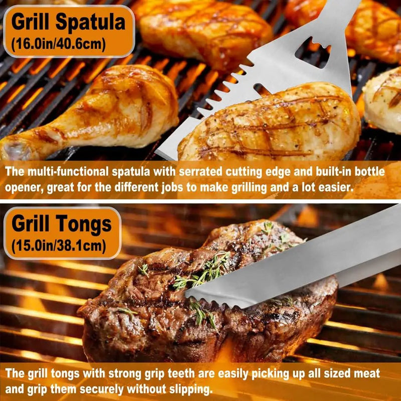 POLIGO 26PC Exclusive BBQ Grill Accessories in Aluminum Case for Birthday Christmas Grilling Gifts - Premium Grill Utensils Set with Barbecue Claws, Meat Injector, Thermometer for Smoker, Camping BBQ by GreenHaven Gardens