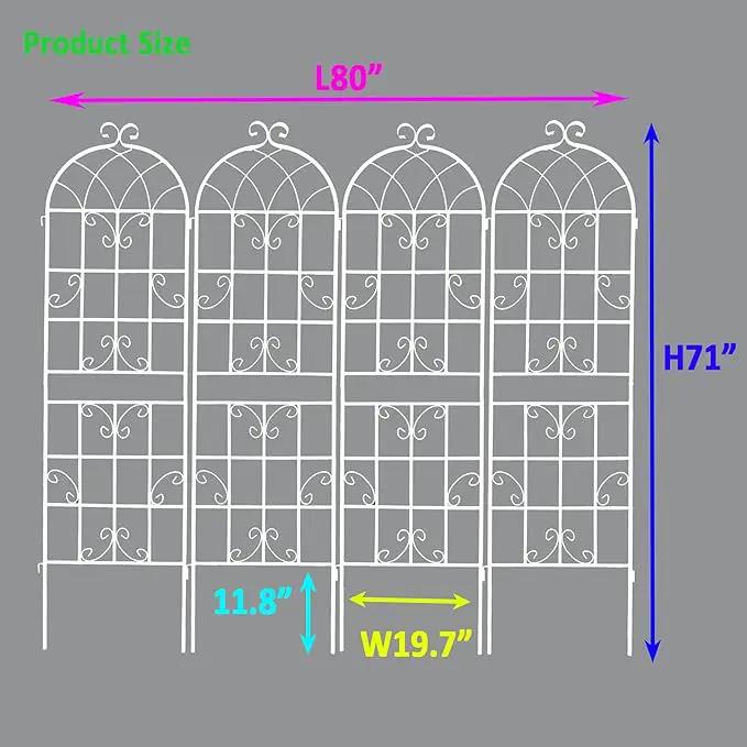 4 Pack Metal Garden Trellis 71" Fence Rustproof Garden Trellis for Climbing Plants Support Roses Flower Outdoor Lawn, Cream White by GreenHaven Gardens