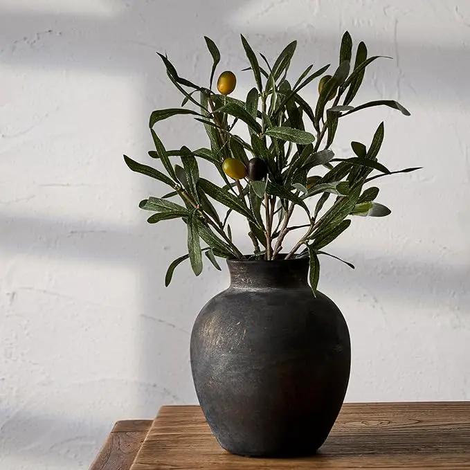 SIDUCAL Ceramic Decorative Flower Vase | 6 Inch Pottery Rustic Farmhouse | Boho | Terracotta Vase for Home Decor, Table, Living Room, Bathroom, Shelf, Mantel Decoration, Bronze by GreenHaven Gardens