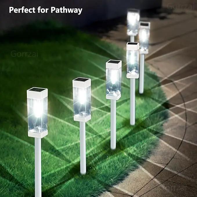 Solar Pathway Lights 8 Pack Solar Outdoor Lights with LED Tungsten Filament Bulb Waterproof Stainless Steel Garden Lighting for Outside Driveway Landscape Lawn Path Christmas (White) by GreenHaven Gardens