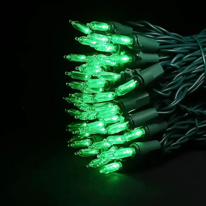 Green LED Christmas Lights - 100 Count Green Christmas String Lights for Tree, Party, Holiday, Indoor and Outdoor St. Patrick's Day Decorations, 33 Feet Green Wire, UL Certified, Connectable by GreenHaven Gardens