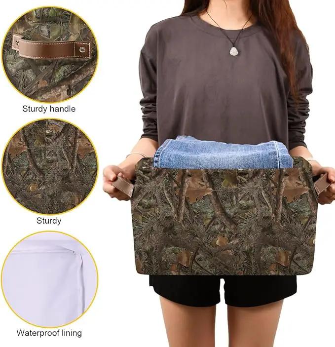 Camouflage Rectangular Storage Basket Organizer Bin Shelf Baskets For Clothes Gifts For Home Office Dorm by GreenHaven Gardens