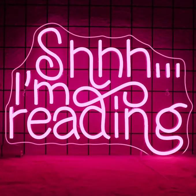 WLHOPE Shhh Im Reading Neon Sign Neon Signs for Wall Decor Dimmable Read Books Neon Lights LED Sign for Book Lovers Gifts Bedroom Bookstore Reading Room Library Study Room Decoration by GreenHaven Gardens
